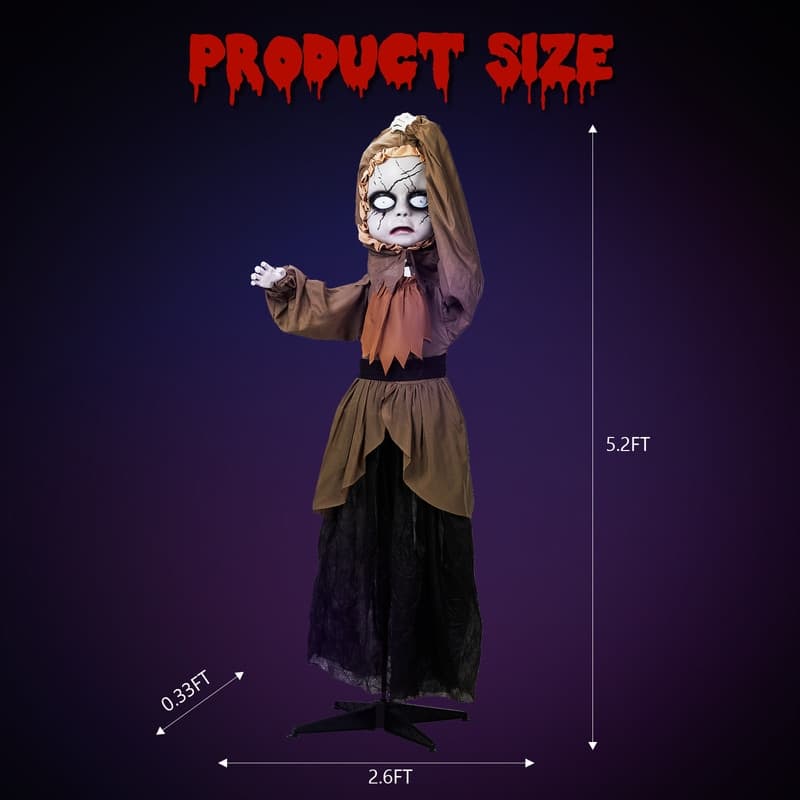 5.3Ft Animatronic Creepy Doll Halloween Decoration