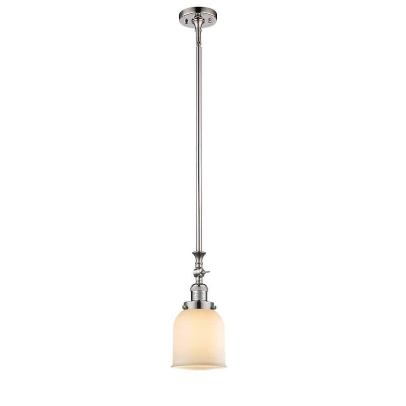 Innovations Lighting Small Bell 5" Wide Adjustable Mini Pendant - Polished Nickel / Matte White Cased