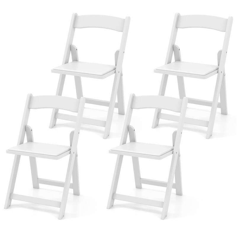 Gymax Set of 4 Dining Chairs w/ Rubber Wood Legs & Padded Seat for - White