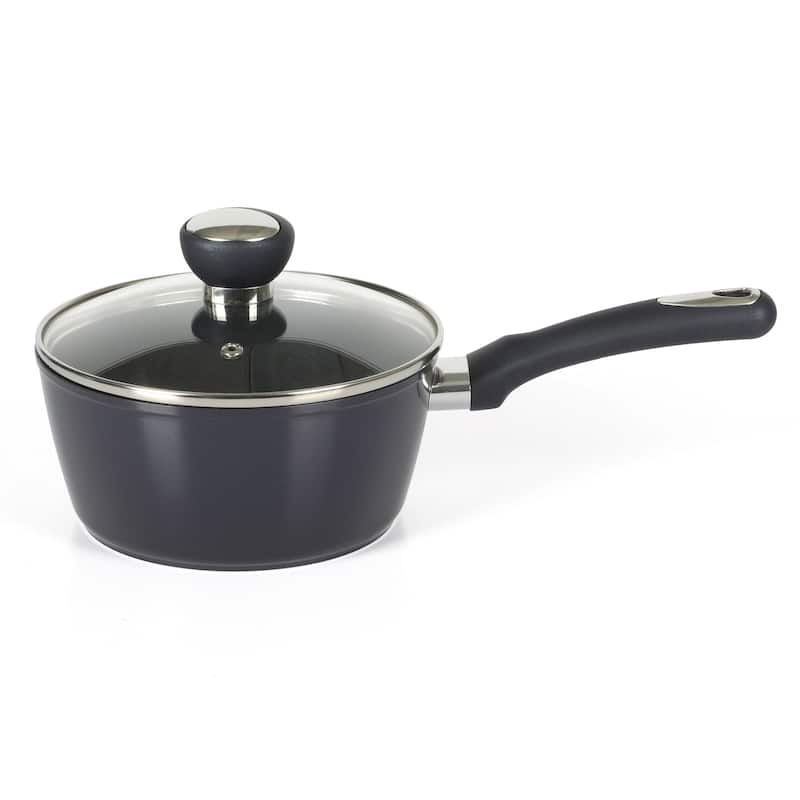Oster Hawke 14 Piece Aluminum Premium PFA Free Ceramic Nonstick Blue Sapphire Pots and Pans Cookware Set W/ Induction Base