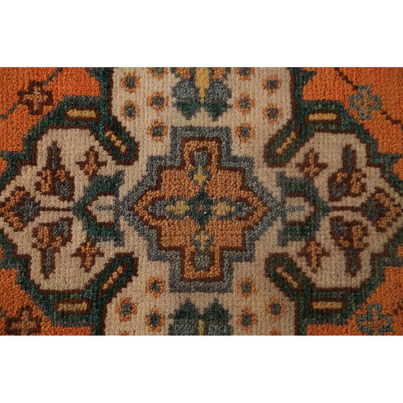Orange Kazak Indian Runner Rug Hand-Knotted Wool Carpet - 2'6"x 9'11"