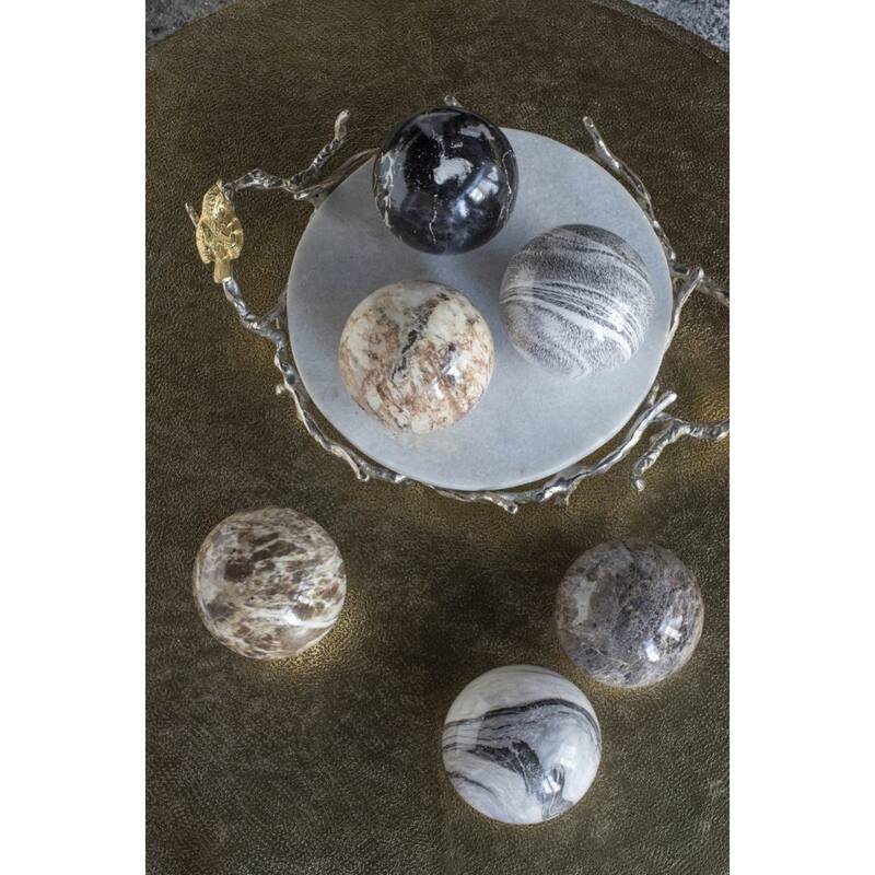 Marbleized Swirl Ceramic Balls - 4" - Gray - Set of 3