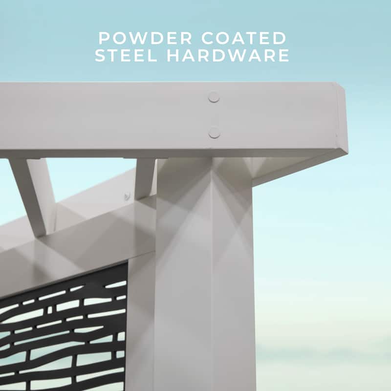 Backyard Discovery Ridgedale 12x8 Steel Cabana Corner Pergola, Seating