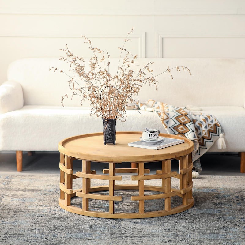 31.5" Round Boho Coffee Table