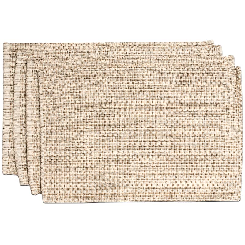 Sweet Home Collection Two Tone Cotton Woven 13x19 Placemats (Set of 2, 4, or 6) - Set of 4 - Eggshell
