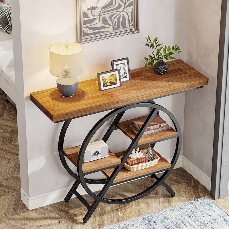 39.4-Inch Console Table, 4- Tier Industrial Entryway Table