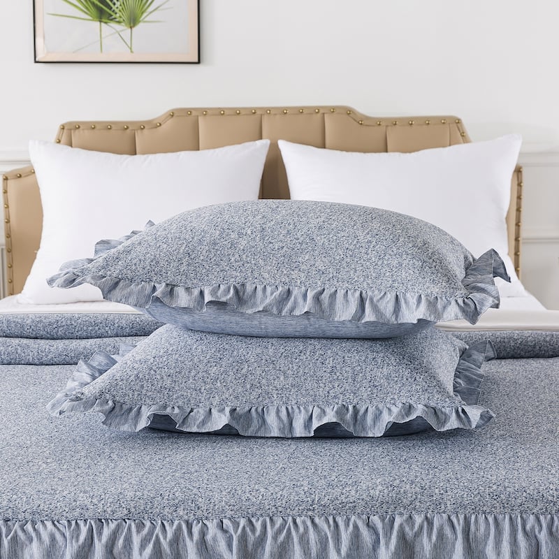 4 Piece Knit Ruffled Style Bed Skirt Coverlets Bedspreads