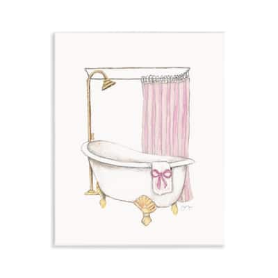 Stupell Simple Bathtub with Bow Wall Plaque Art Design By Janet Tava