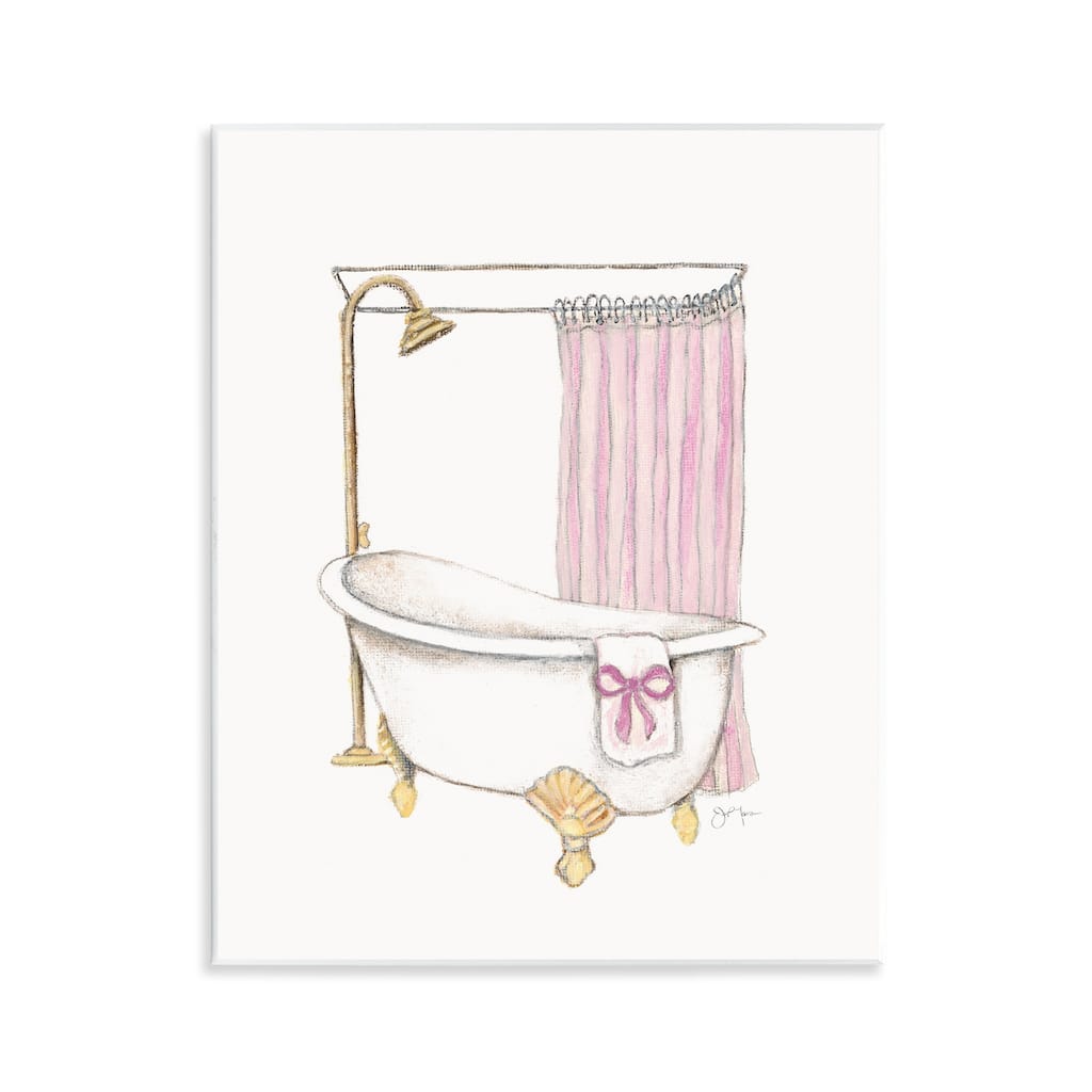 Stupell Simple Bathtub with Bow Wall Plaque Art Design By Janet Tava