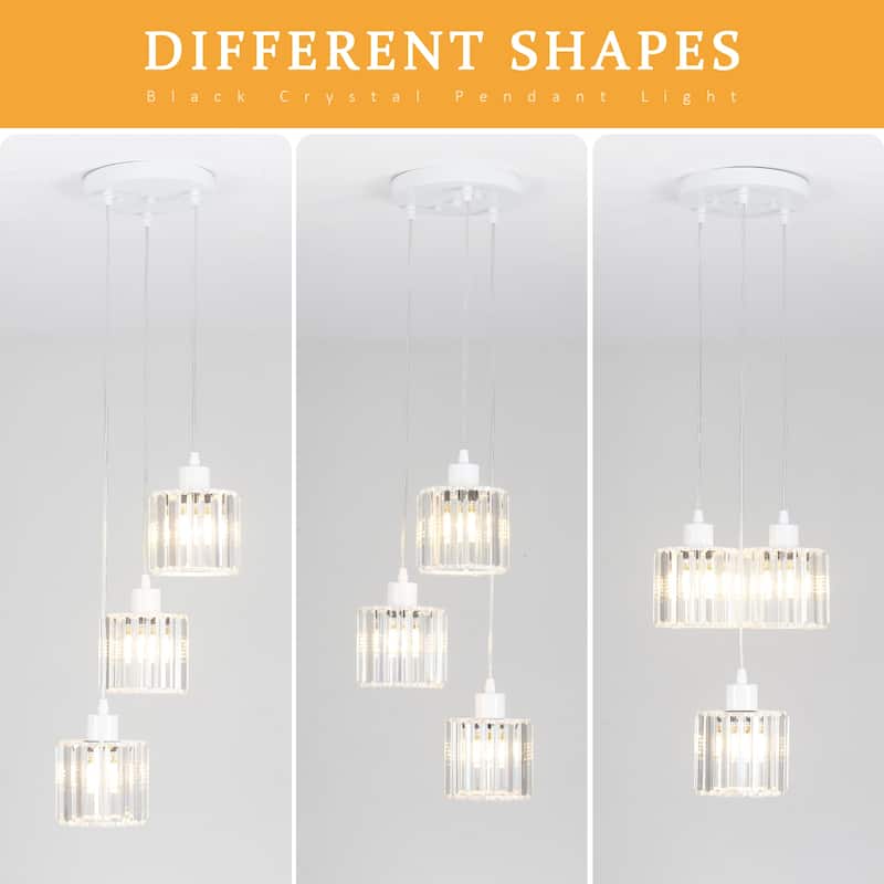 Modern 3-Light Crystal Chandelier, Kitchen Island Pendant Lights, Classic Semi Flush Mount Chandelier for Dining Room