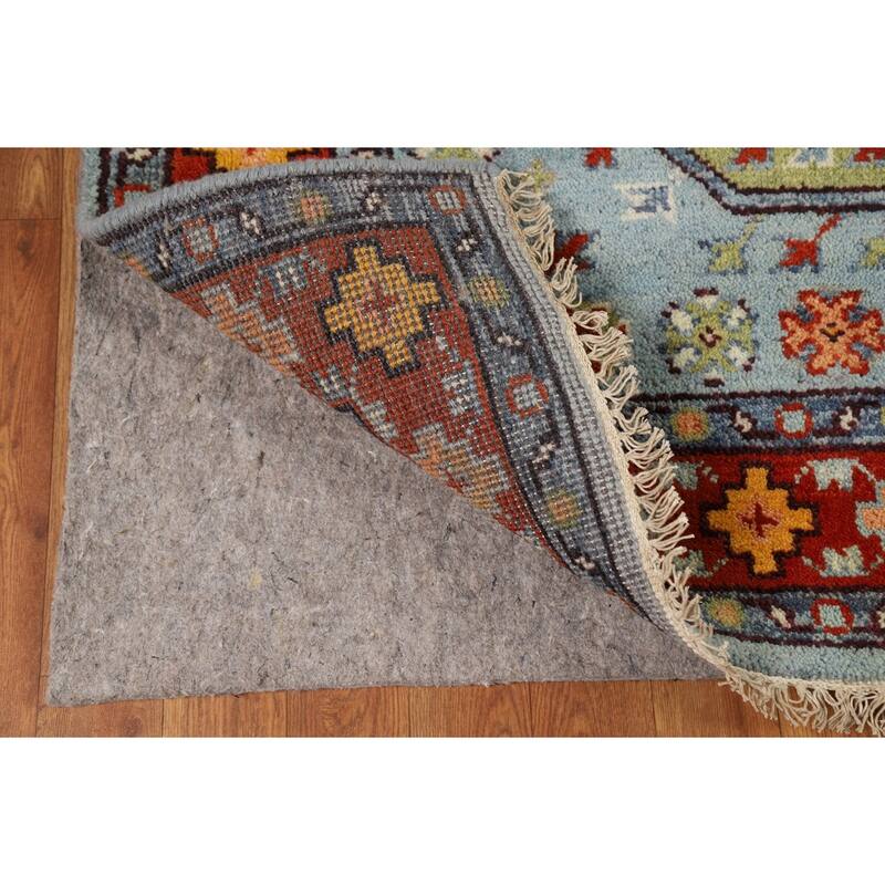 Geometric Blue Khotan Indian Area Rug Handmade Wool Carpet - 7'11"x 9'10"