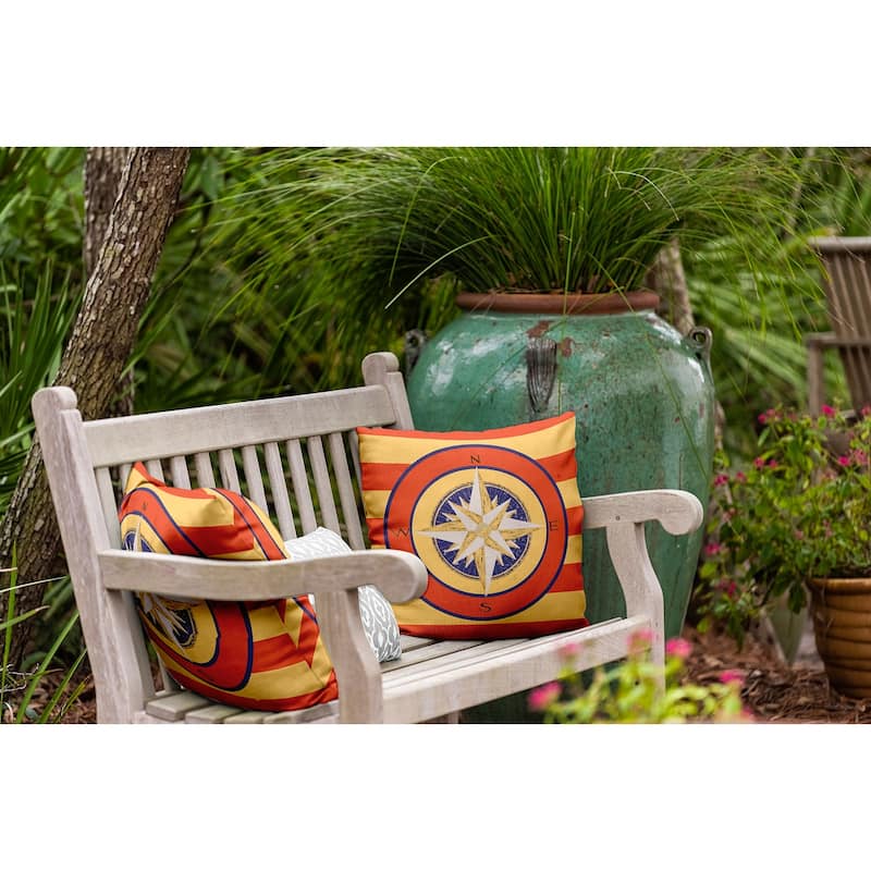 Compass on Stripes Indoor/Outdoor Throw Pillow