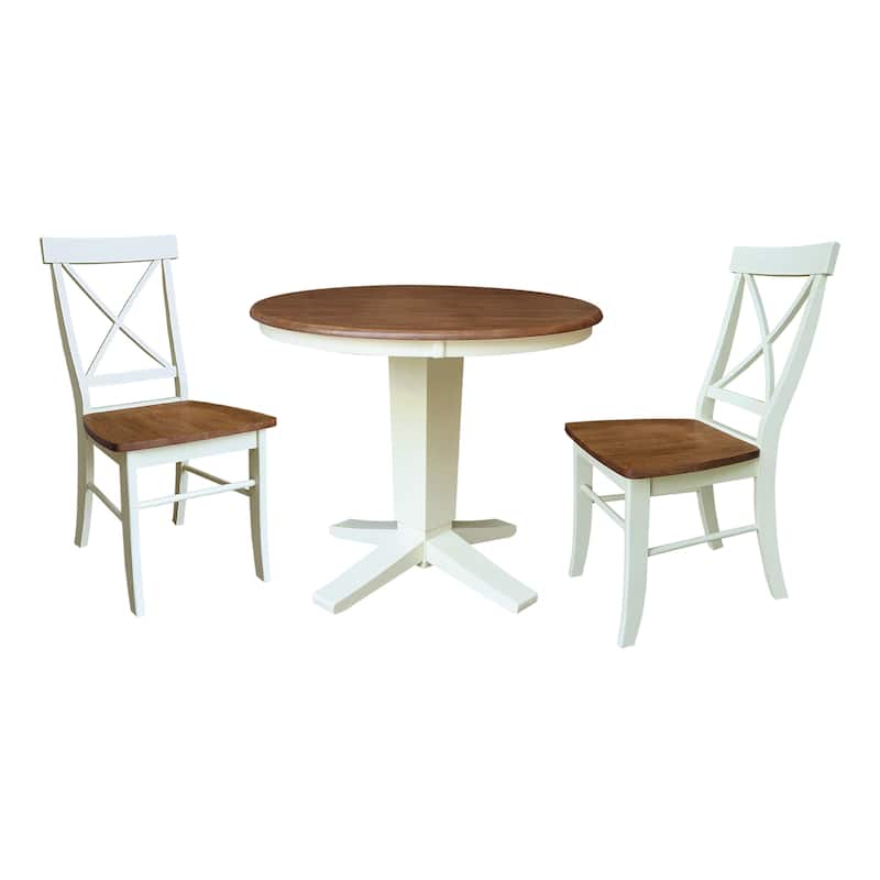 36" Solid Wood Round Top Pedestal Dining Table with Dining Chairs