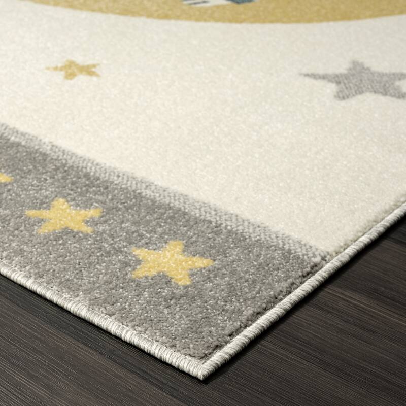 Kids Teddy Bear on the Moon Area Rug