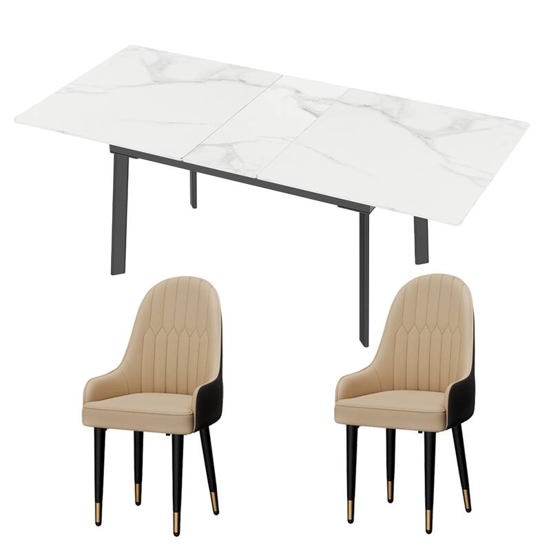 Sintered Stone Top Extendable Table and Chairs Dining Set