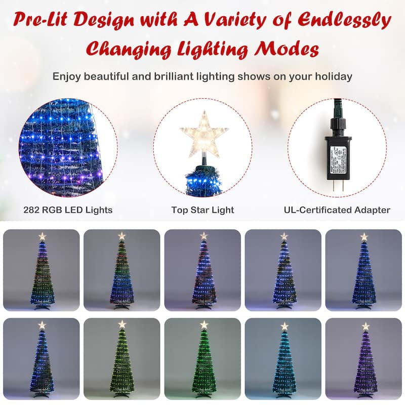 Costway 6.2 FT Pop-up Lighted Christmas Tree Pre-Lit Xmas Tree W/282 - See Details