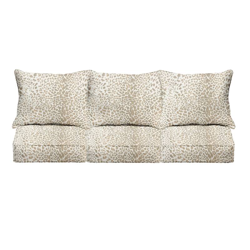 Sunbrella Tan Leopard Indoor/Outdoor Deep Seating Sofa Set, Corded