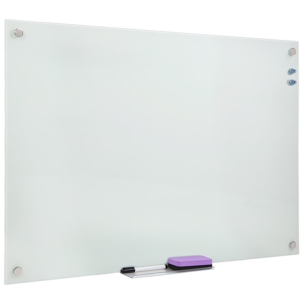 Mount-It! Magnetic Glass Dry Erase Board | Floating Wall Mounted Frameless Frosted Whiteboard with Accessory Tray | 36x24 Inches
