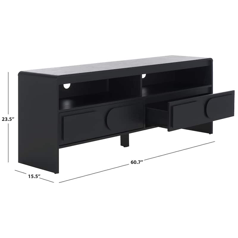 SAFAVIEH Arsenio 2-Drawer 2-Shelf Entertainment Media Stand for TVs up to 65" - 61"W x 16"D x 24"H