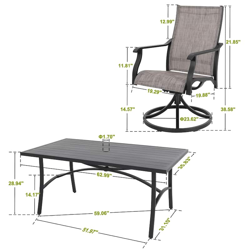 7-Piece Outdoor Aluminum Dining Set with Swivel Design
