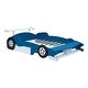 preview thumbnail 5 of 7, Blue Cool Pine Wood Race Car Platform Bed with Rear Wing and Front Spoiler, Safety Rails, Wheels, Easy Assembly