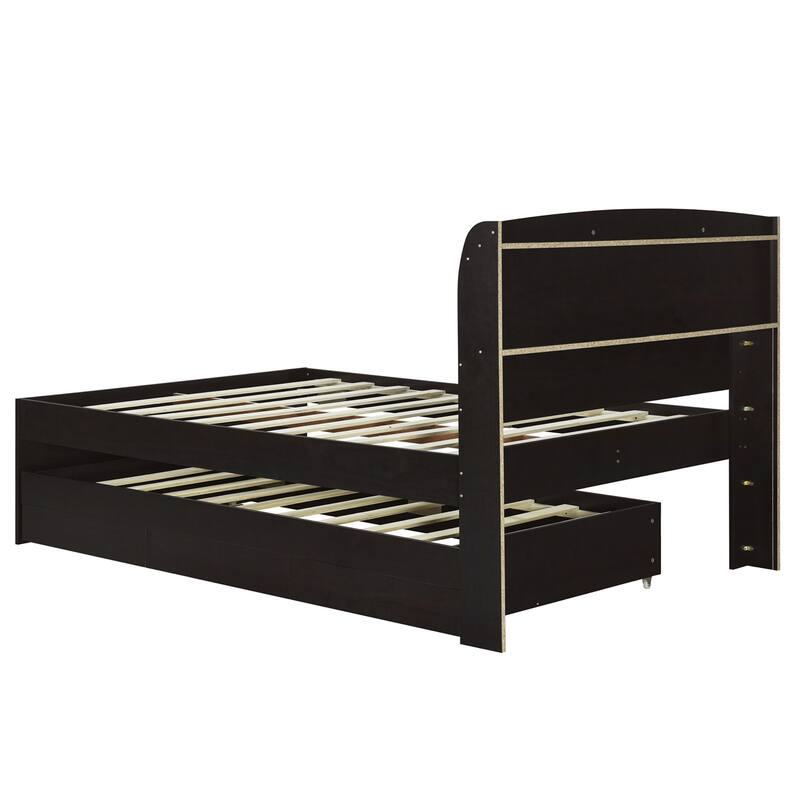 Multi-purpose platform bed with trundle and drawers