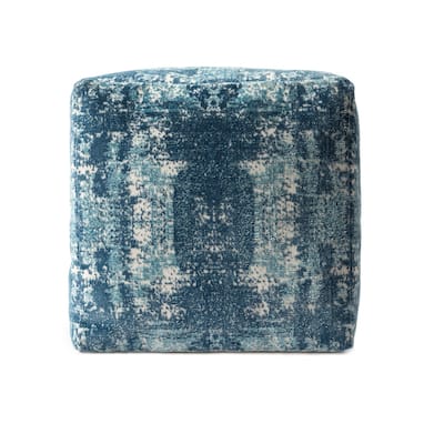 18" Abstract Pattern Pouf Ottoman Modern Upholstered Cube Seat for Living Spaces