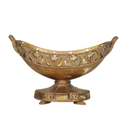 Polystone Floral Ornate Decorative Bowl - Bronze - Roche River Decor