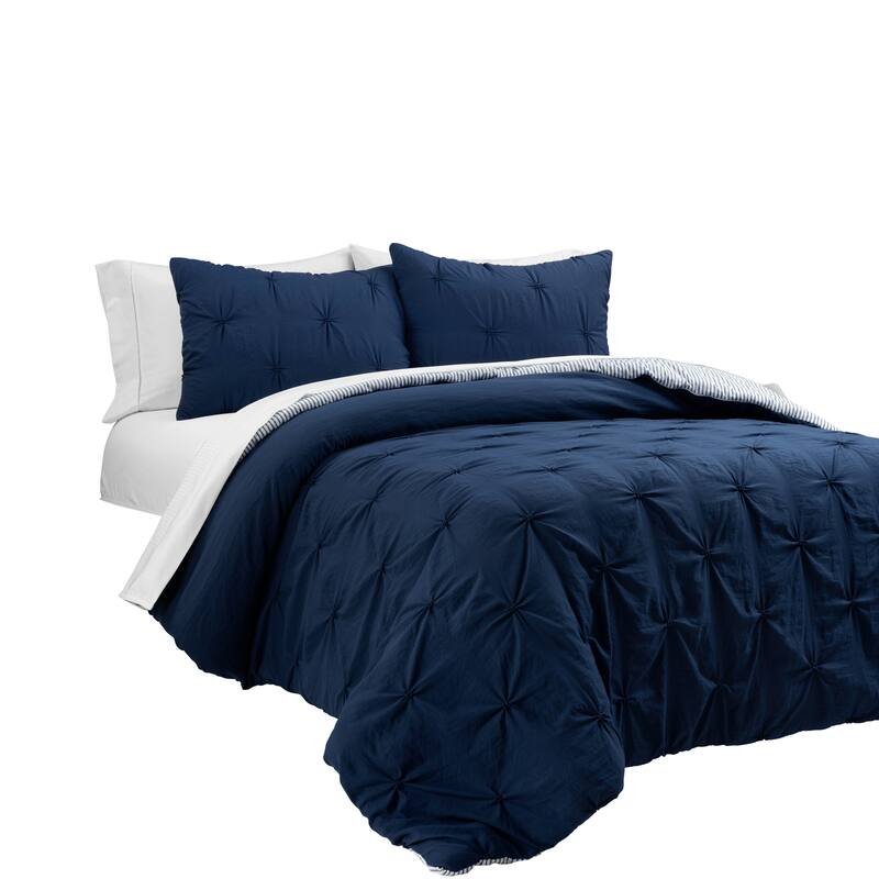 Lush Decor Ravello Pintuck BIAB Soft Reversible Printed Comforter With Sheet