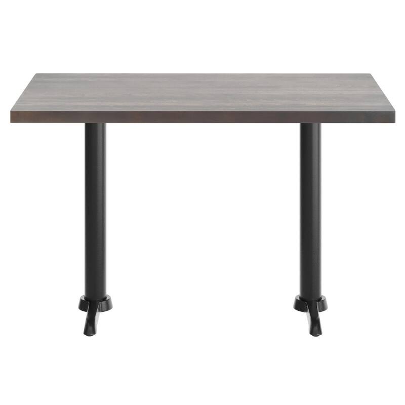 Rectangular Solid Wood Commercial Tabletop w/Two 22" x 22" Dining Height T-Bases - 30"W x 48"D x 29.5"H