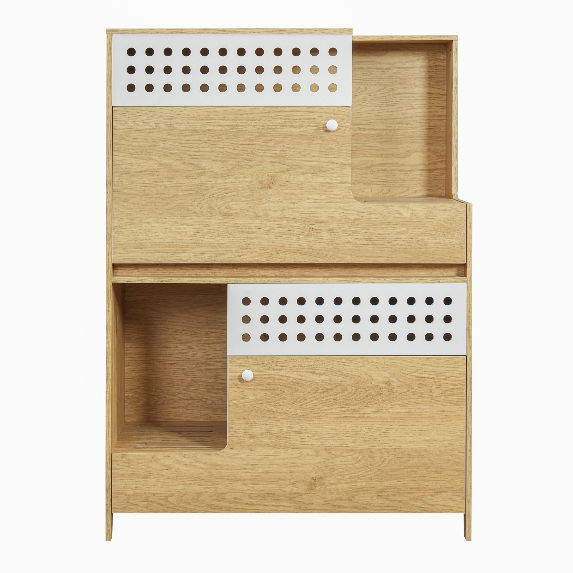 2-Piece Modern 44.88-in MDF Metal Cat Litter Box Enclosure Set