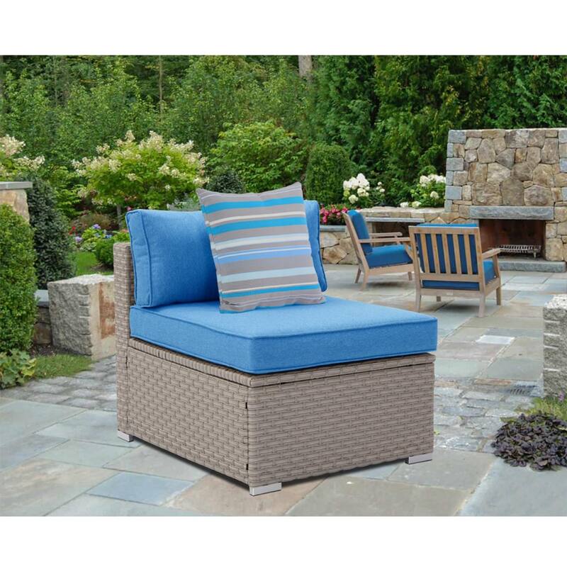COSIEST PE Wicker Outdoor Armless Chair with Pillow