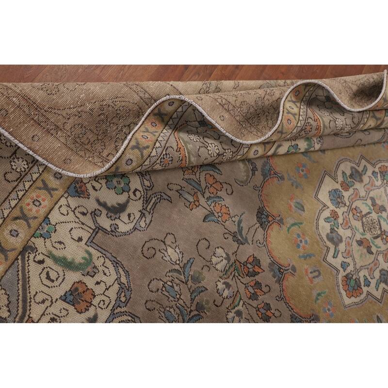 Over-Dyed Tabriz Persian Vintage Area Rug Hand-Knotted Wool Carpet - 9'7" x 12'3"