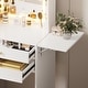 preview thumbnail 3 of 8, Small Space Vanity Table with 3 Adjustable Lighted Mirror, Storage Drawer, Fold-Up Panel, White
