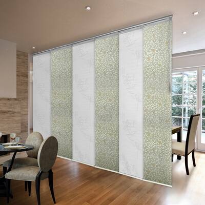 InStyleDesign 6-Panel Single Rail Panel Track Extendable 70"-130"W x 94"H, Panel width 23.5", Floret, Magnolia