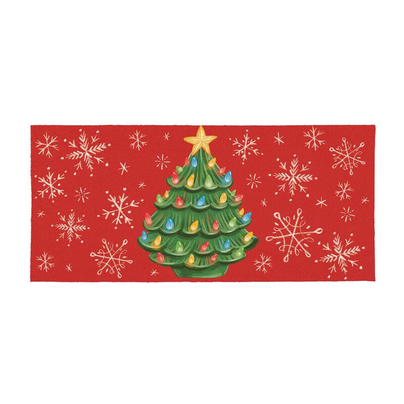Nostalgic Christmas Tree Flocked Coir Sassafras Switch Mat - 22" x 10"