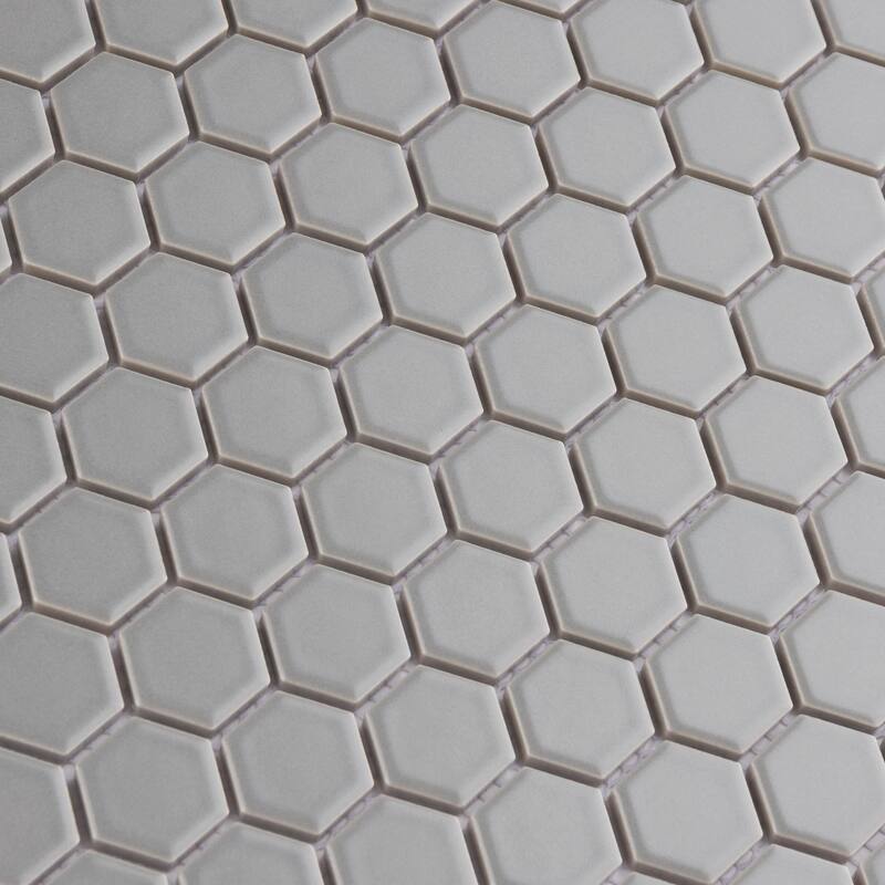 Merola Tile Metro 1" Hex Matte Light Grey 10-1/4" x 11-3/4" Porcelain Floor and Wall Tile
