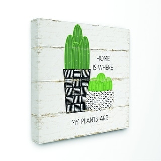 Stupell Home Plants Cacti Succulents Wood Textured Design Canvas Wall ...