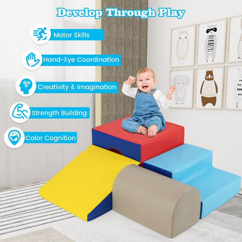 Gymax Kids Climb & Crawl Activity Playset Blocks w/ Waterproof PU - Multicolor