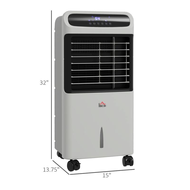 HOMCOM Mobile Air Cooler, Evaporative Ice Cooling Fan Water Conditioner Humidifier Unit with 3 Modes, 3 Speed, Remote Controller