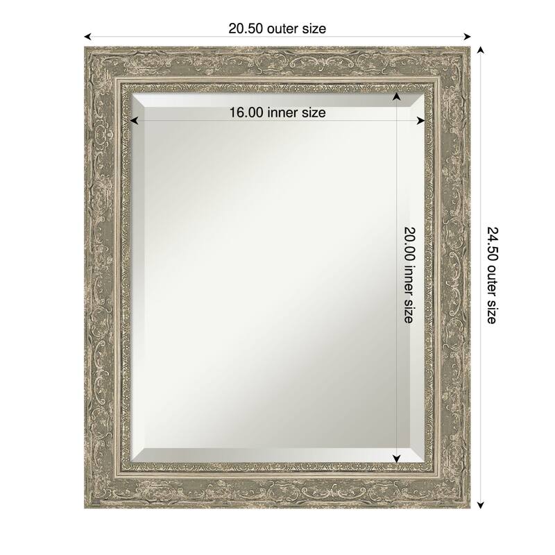 Filigree Beveled Framed Bathroom Vanity Wall Mirror - 21 x 25 in - Filigree Silver