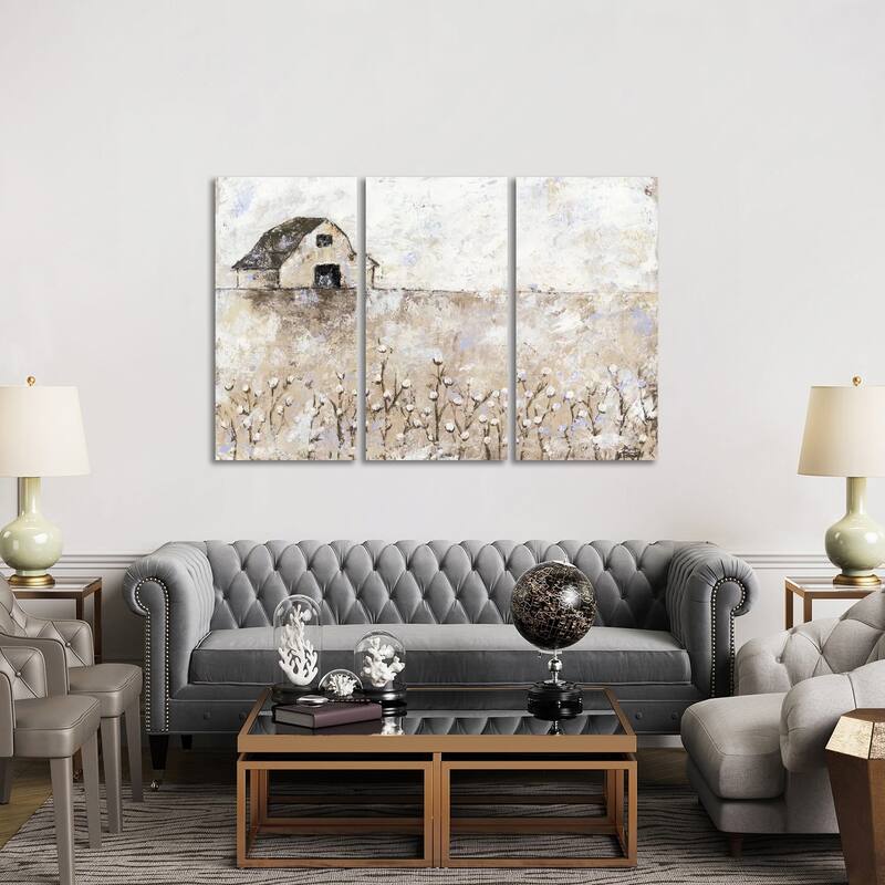 iCanvas "Cotton Farms" by Britt Hallowell 3-Piece Canvas Wall Art Set - 40x60x1.5