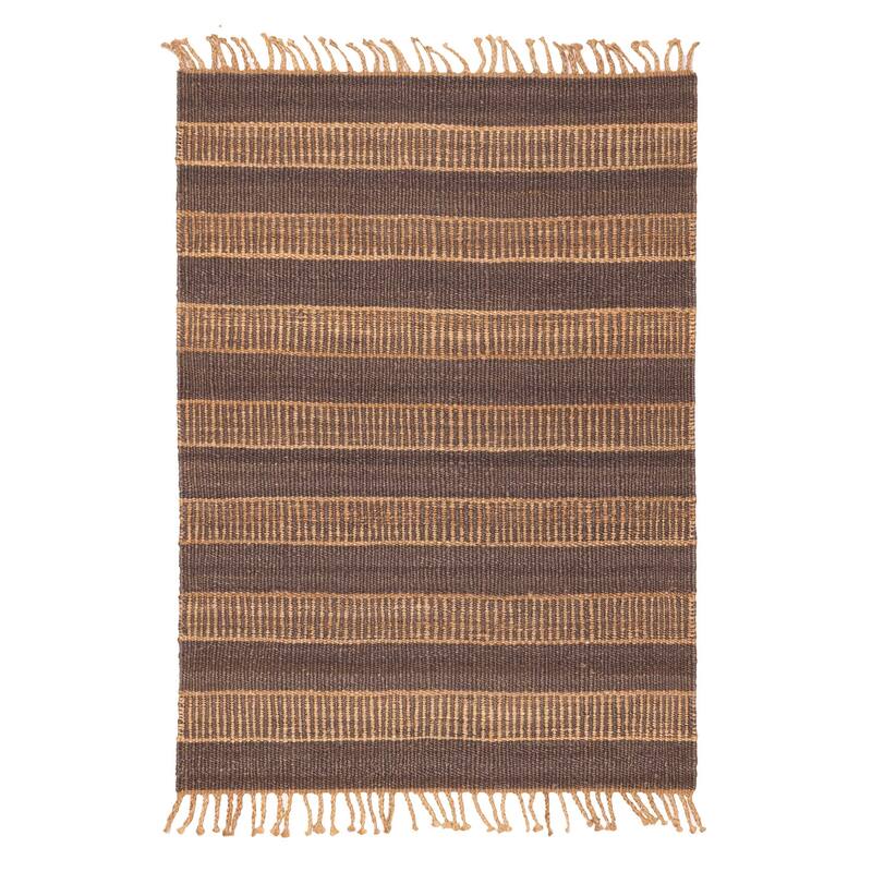 ECARPETGALLERY Flat-Weave Palas Denizli Dark Brown Jute Rug - 5'4 x 7'5