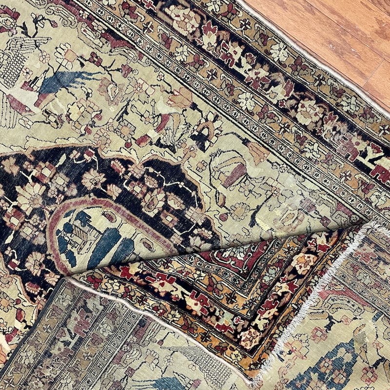 HERAT ORIENTAL Antique 1850s Farahan Wool Rug - 4'4" x 7'