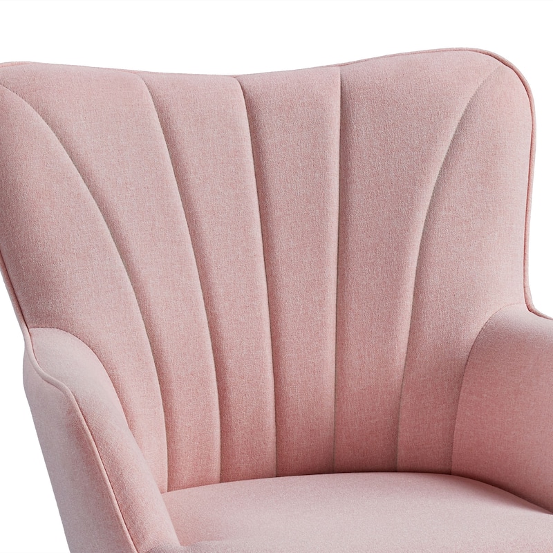 Yaheetech Modern Fabric Accent Chair Pleated Curved Back Armchair