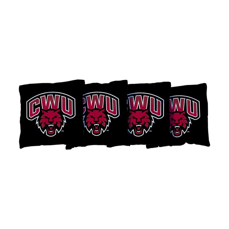 Central Washington Wildcats Black Cornhole Bags - All-Weather Resin Filled