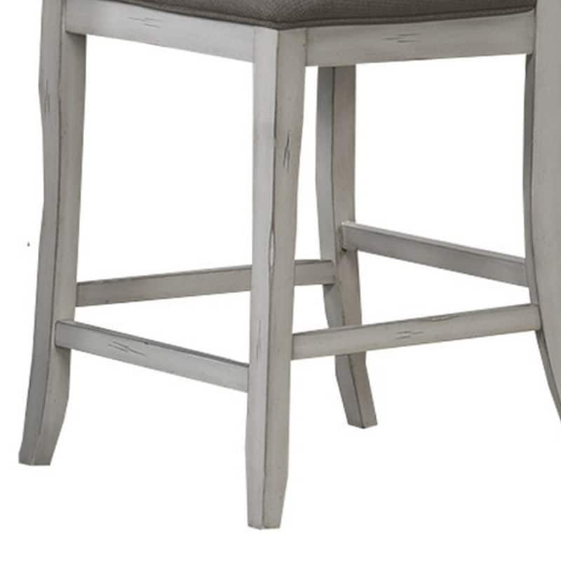 Zeke Counter Height Chair, Ladder Back, Classic White Wood, Dark Gray