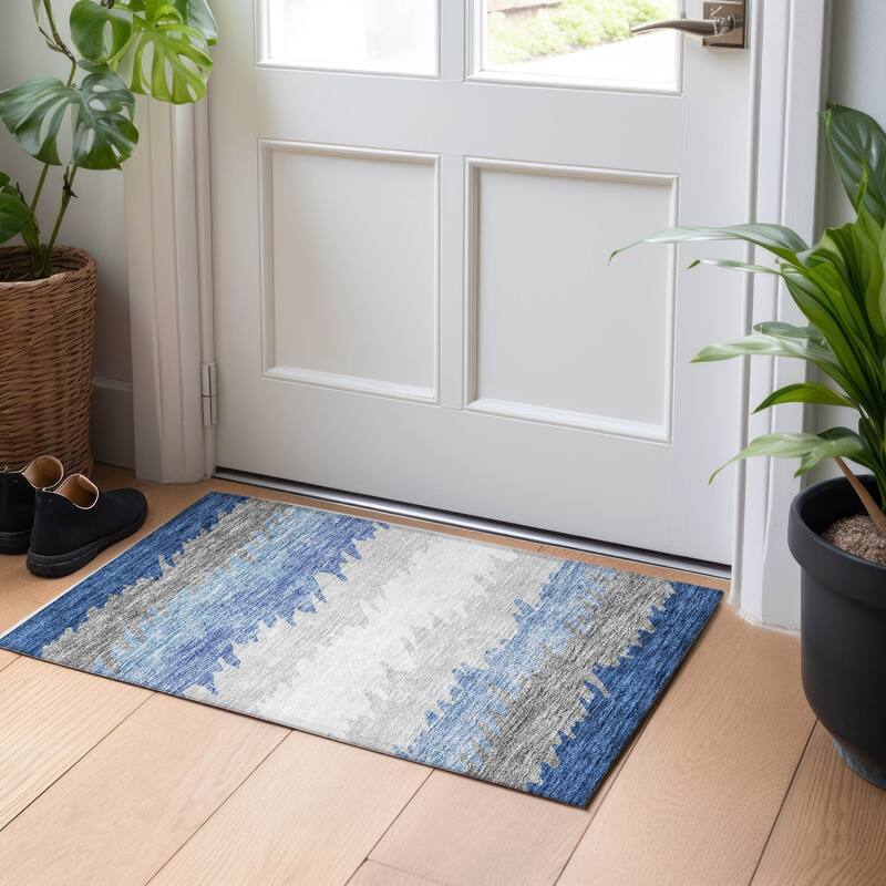 Premium Washable Super Soft Modern Ombre Mayfield Rug - Navy - 1' 8" x 2' 6" - Rectangle