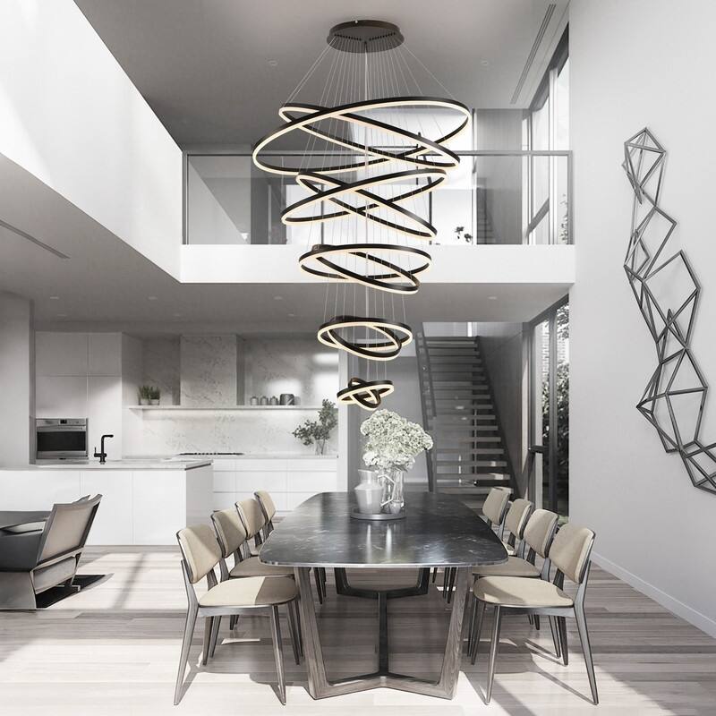 Modern LED Ring chandelier Large High Ceiling Chandelier