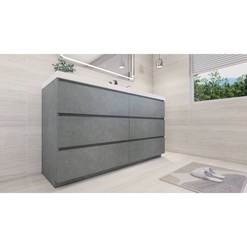 Aron 60'' Freestanding Vanity with Right Single Sink